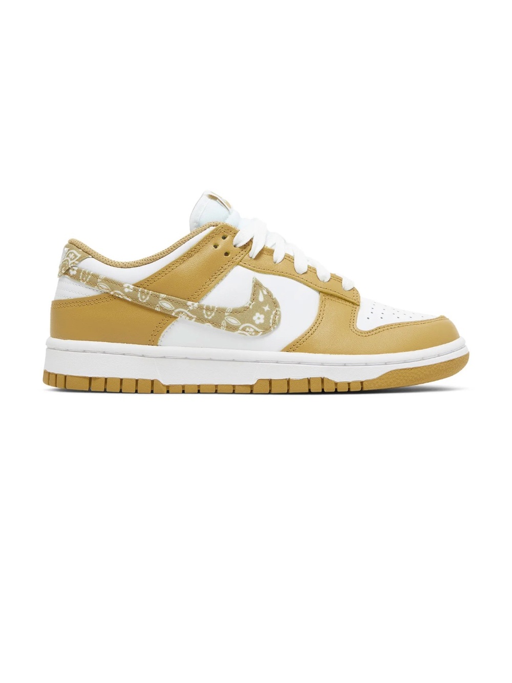 Nike Dunk Low White & Mustard with Patterned Swoosh